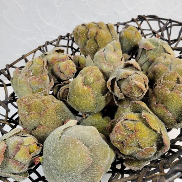 Vintage‎ Faux Artichokes Green Crystallized Farmhouse Kitchen Decor 21 pcs - Picture 6 of 11